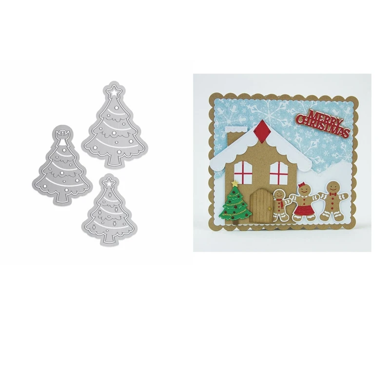 

3PCS Various Christmas Tree Metal Cutting Dies Stencil For DIY Scrapbooking Paper Cards Album Embossing Making Dies 2019