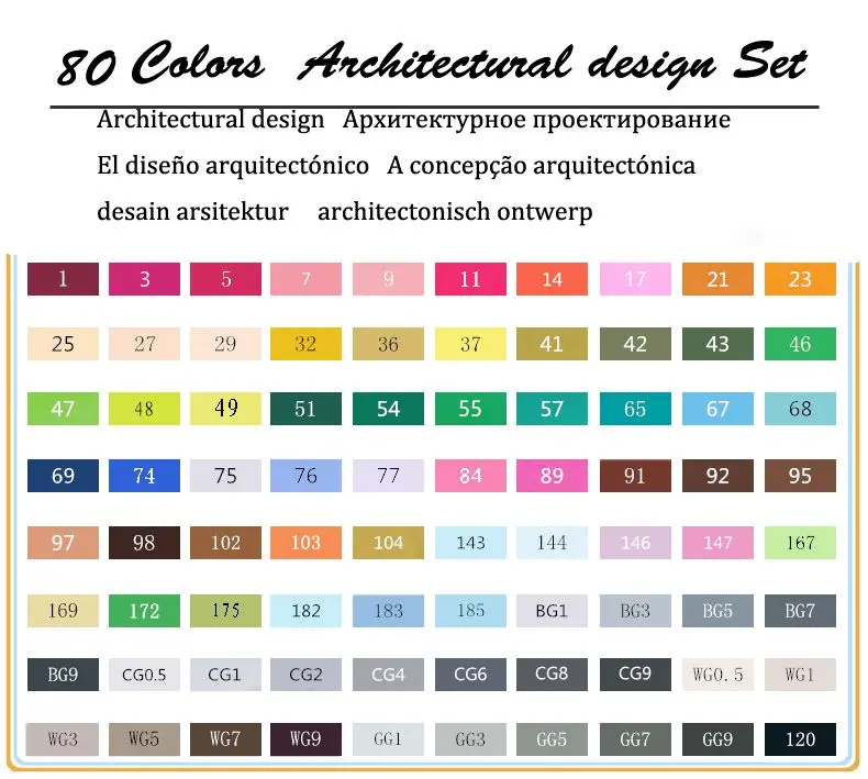 80 Architectural Set TouchFIVE 30/40/60/80/168 Цвет маркер для рисования набор двойной головой художественный эскиз жирной на спиртовой основе маркеры для анимации Manga - Цвет: 80 Architectural Set