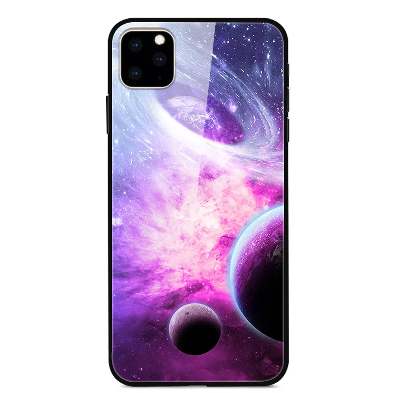 Для iPhone 11 Pro Max, чехол из закаленного стекла, планета космос, чехол из стекла для iPhone 11 11Pro Pro, максимальный чехол, оболочка