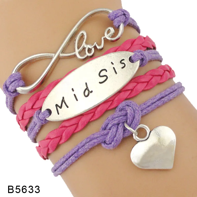 Кожаные браслеты подружки невесты с маленькой младшей и большой сестринкой