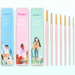 Ensemble de 7 pinceaux en Nylon pour aquarelle, stylo Gouache à crochet pointu à tête ronde pour débutant professionnel, fournitures d'art de peinture 