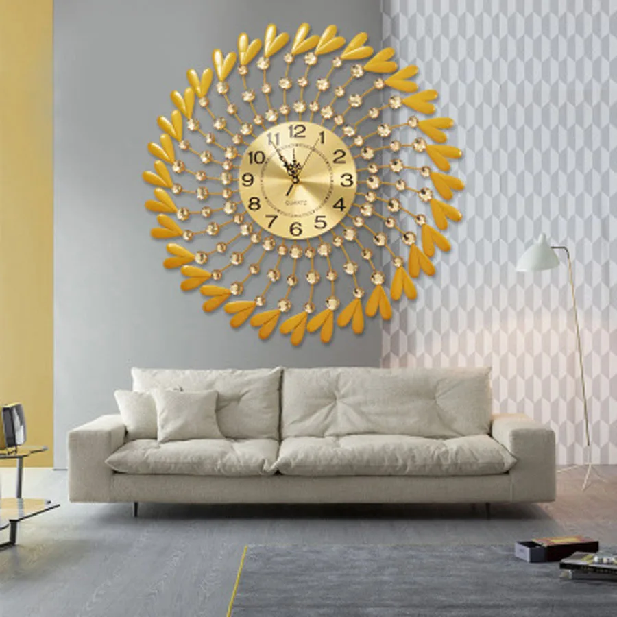 Большие металлические настенные часы современный дизайн 3D Декоративные Висячие металлические и хрустальные алмазные часы настенные часы железное искусство домашний декор 23,5"