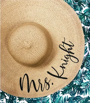 

Personalized sun hat custom text honeymoon Christmas gift bridal gifts brithday Floppy Large Brim Straw beach Hat any language