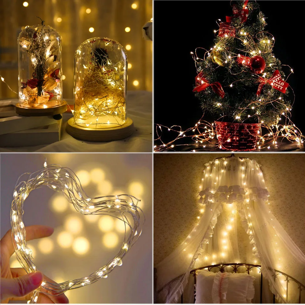 Remote Control & Timer  16.5 FT 5M 50 Leds Copper Wire Warm White  Battery Powered LED String Lights Starry Lights Fairy lights 
