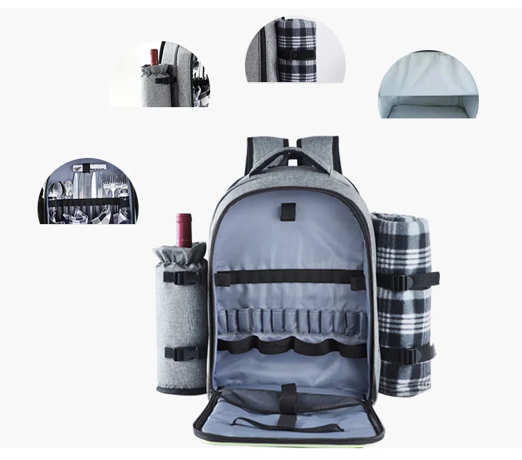 Рюкзак для пикника, рюкзак, портативные сумки для пикника на плечо, походная сумка для обеда, походная посуда
