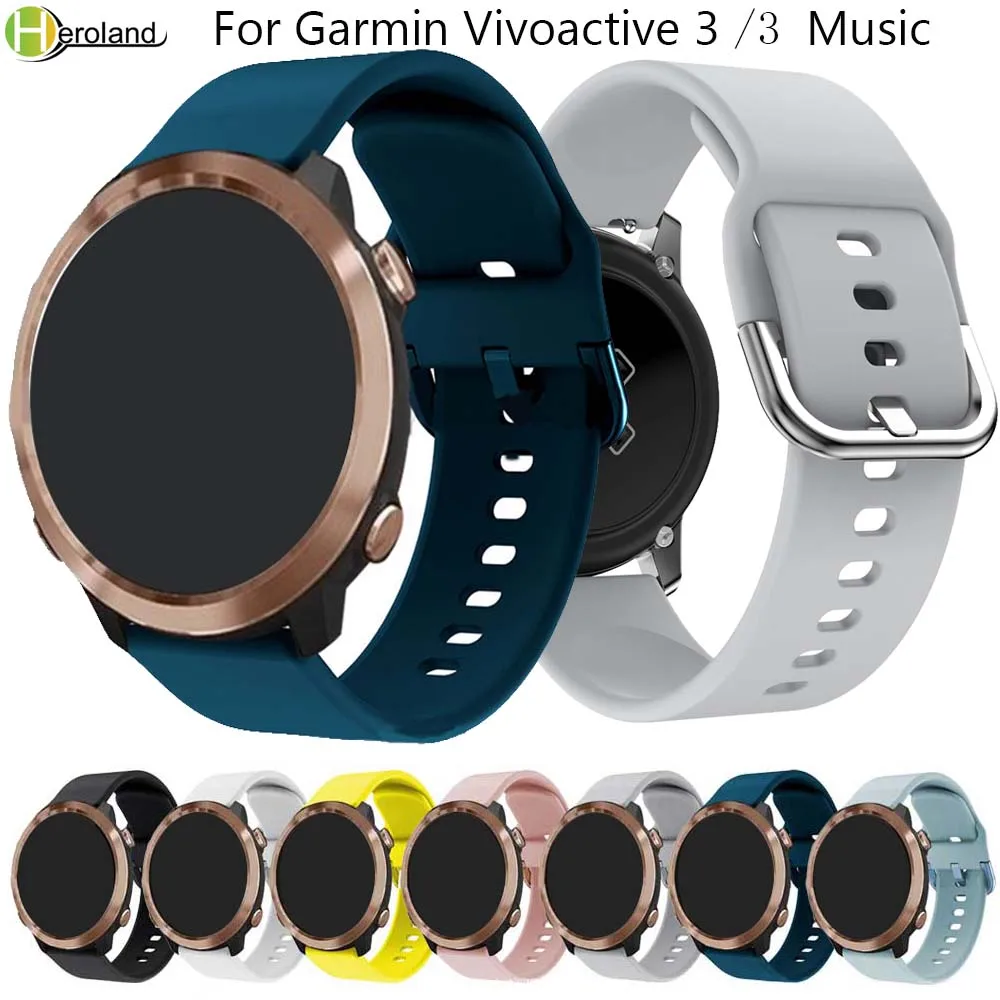 Bracelet De Montre 20mm Pour Garmin Vivoactive 3 Music/vivoactive Hr/vivoactive  3/forerunner 645 245 245m Sport Bracelet Intelligent En Silicone - Bracelets  - AliExpress