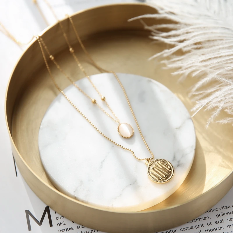 Yun Ruo Double Layers Opal Coin Pendant 