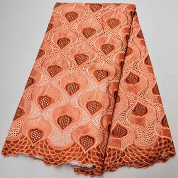 

5 Yards High quality Nigerian Embroidery stones African Cotton dry Swiss voile lace in Switzerlandce with Stones wedding Party