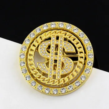 

Hip Hop Bling Iced Out Mens Whirligig Spin Big Money US Dollar Rich Round Rotating Keychain 3D Clear Shell Accessory