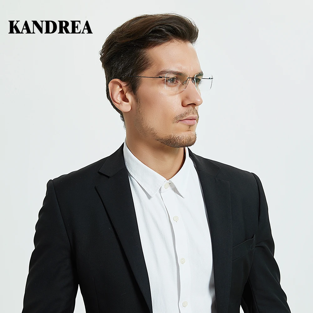 Kandrea, бескаркасные очки, мужские, классические, легкие, прозрачные линзы, оправа для очков, атмосферные, прозрачные очки