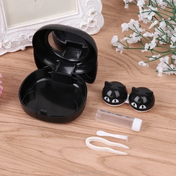 

Lens Box Cartoon Cute Cat Portable Contact Storage Case Mirror Container Holder S04 20 Dropship