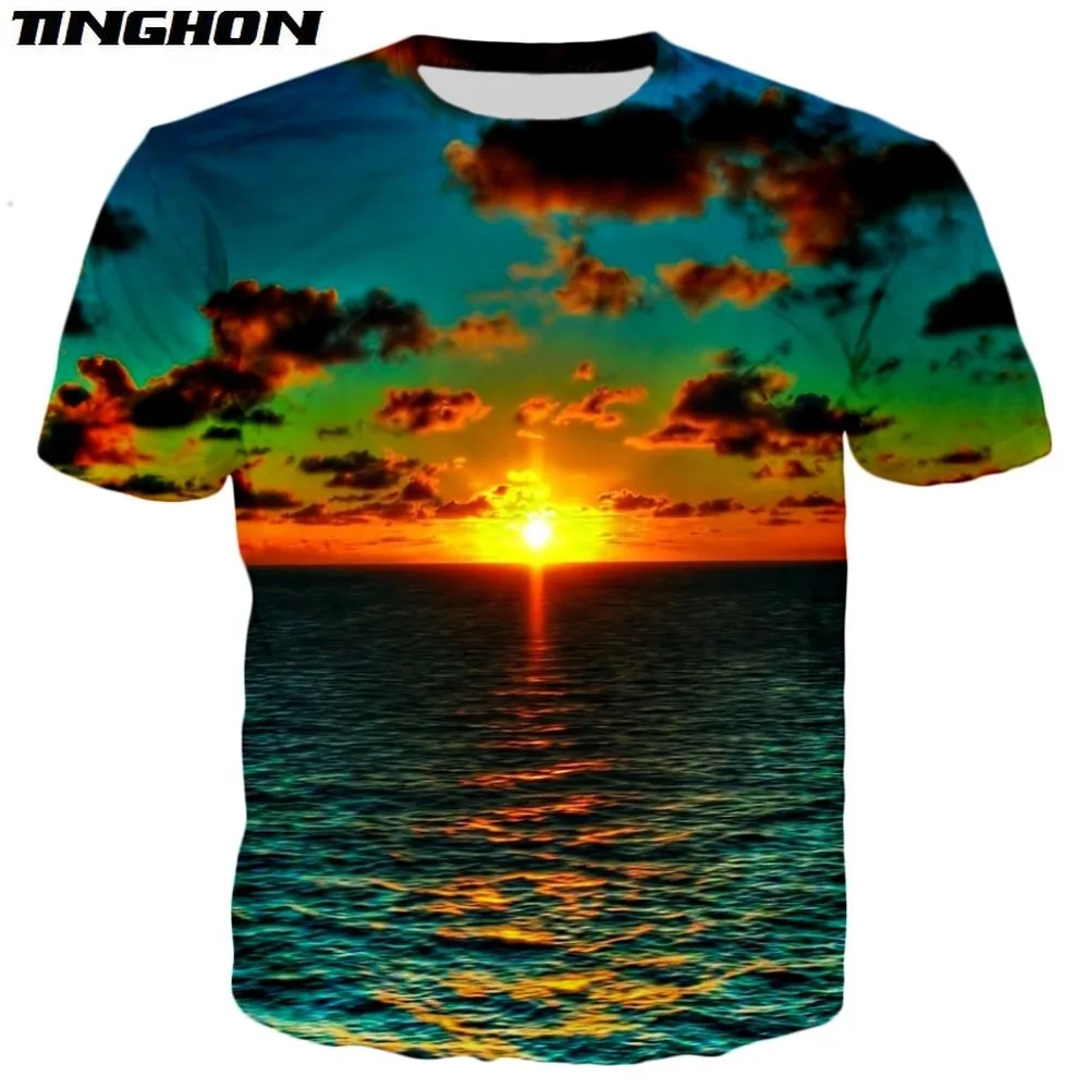 XS-7XL Natural Scenery Beautiful Ocean Men T Shirt 3D Print Wholesale Clothing Harajuku Streetwear Tops 04 | Мужская одежда