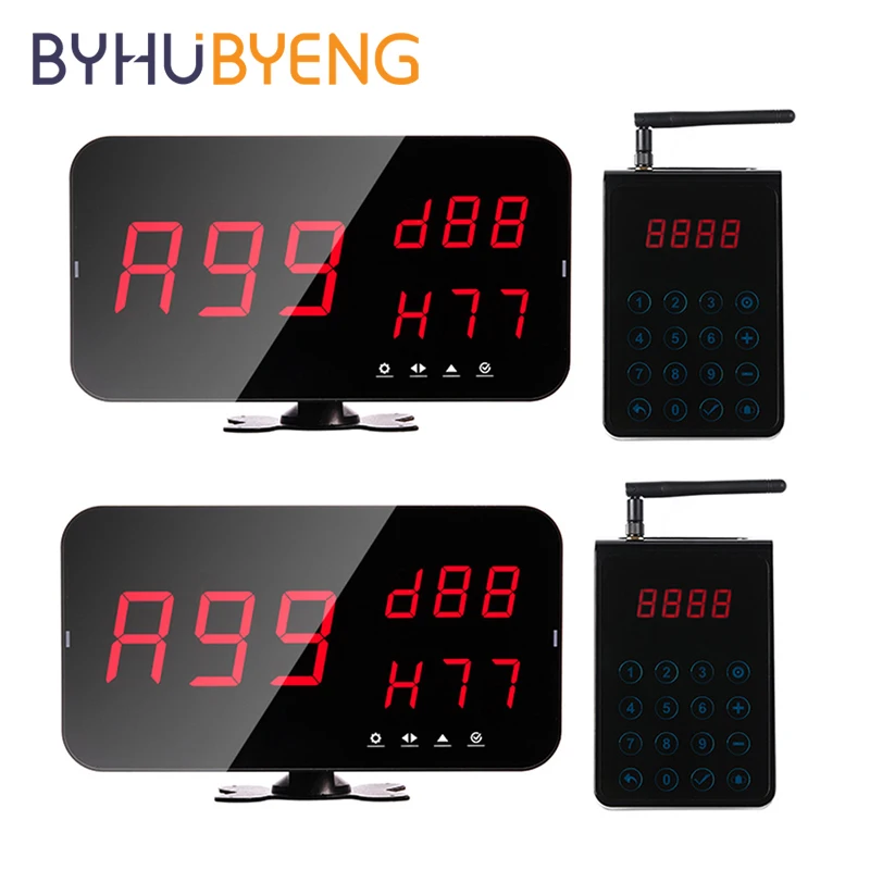 

BYHUBYENG Pager System Wireless For Hospital Restaurant Catering Equipment Led Service Display Keypad Queue Management Calling