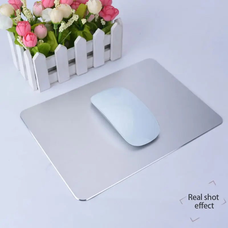 silver grey Металлическая алюминиевая коробка Коврик для мыши, жесткий мягкий волшебный тонкий двухсторонний Водонепроницаемый быстрый и точный контроль для дома и офиса - Цвет: silver grey
