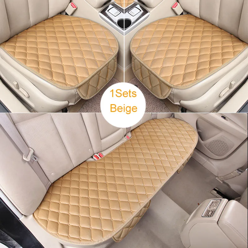 1 Seats Beige Чехол для автомобильного сиденья, Зимняя Теплая Бархатная подушка для сиденья, универсальная Передняя Задняя задняя подушка для сиденья для внедорожника, защита для автомобильного сиденья - Название цвета: 1 Seats Beige
