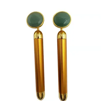 

24K Gold Beauty Massage Stick Green Jade Massager Electric 3D Roller Face Massager Anti-Wrinkles A7