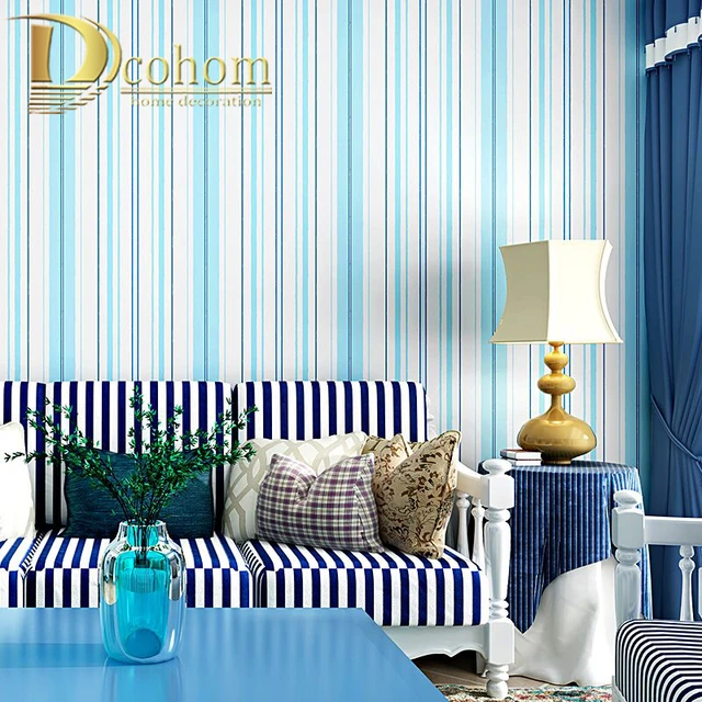 Teal And White Striped Wallpaper
