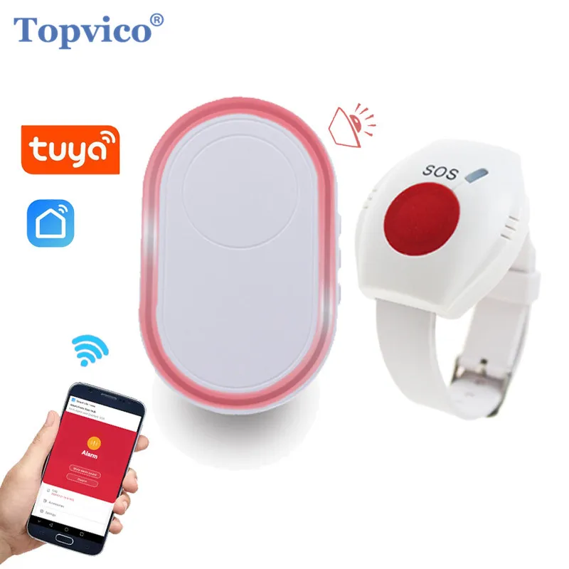 Тревожная кнопка Topvico Wi-Fi для пожилых людей 433 МГц браслет SOS экстренных ситуаций