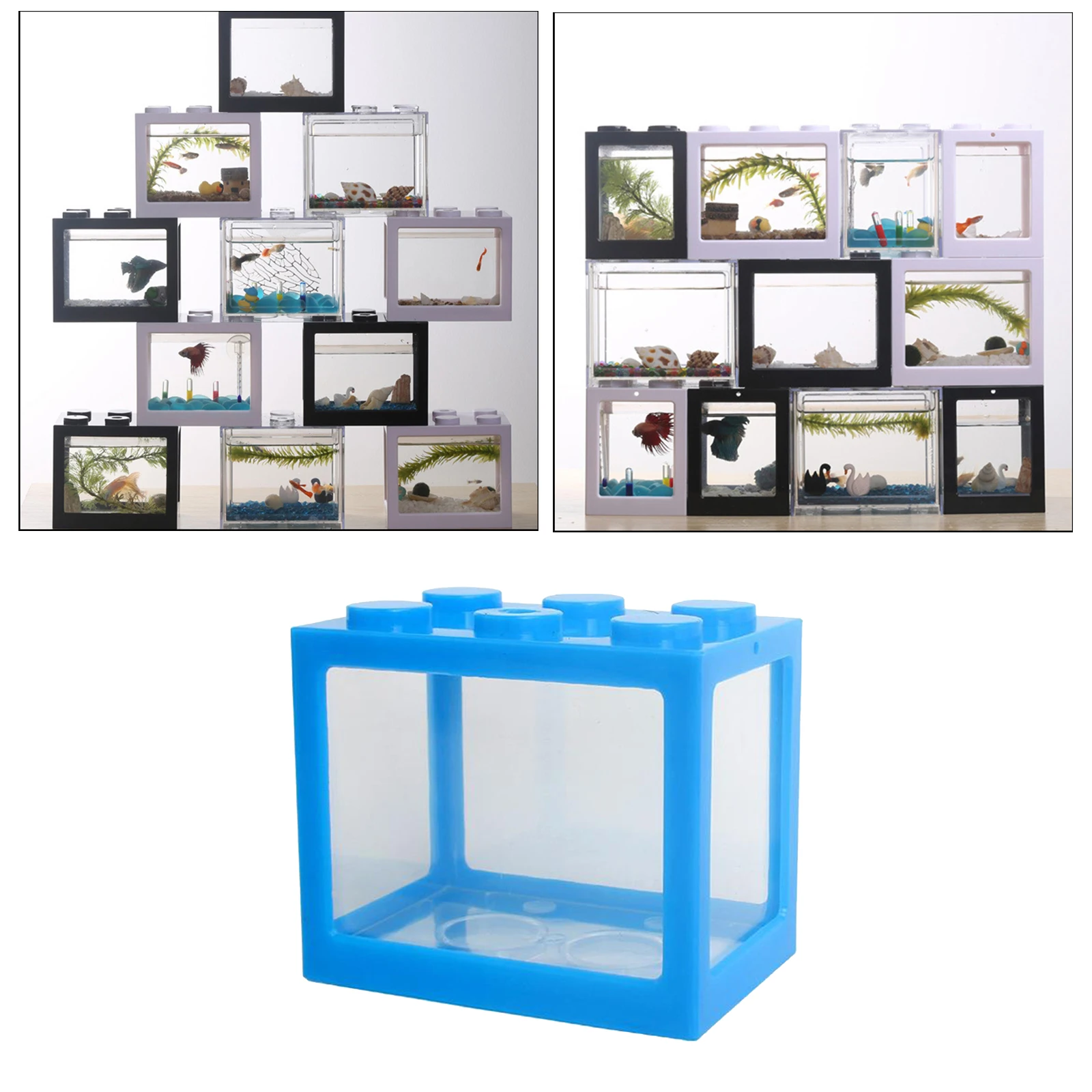 Mini Fish Tank, Desktop Micro-Landscape Fish Tank, Aquarium Kit, Stackable Building Blocks Superimposed Fish Tank