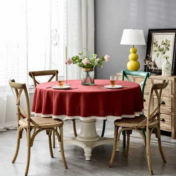 

FashionLace tasse Designs Solid Decorative Linen Tablecloth With Tassels Rectangular Wedding Dining Table Cover Tea Table Cloth