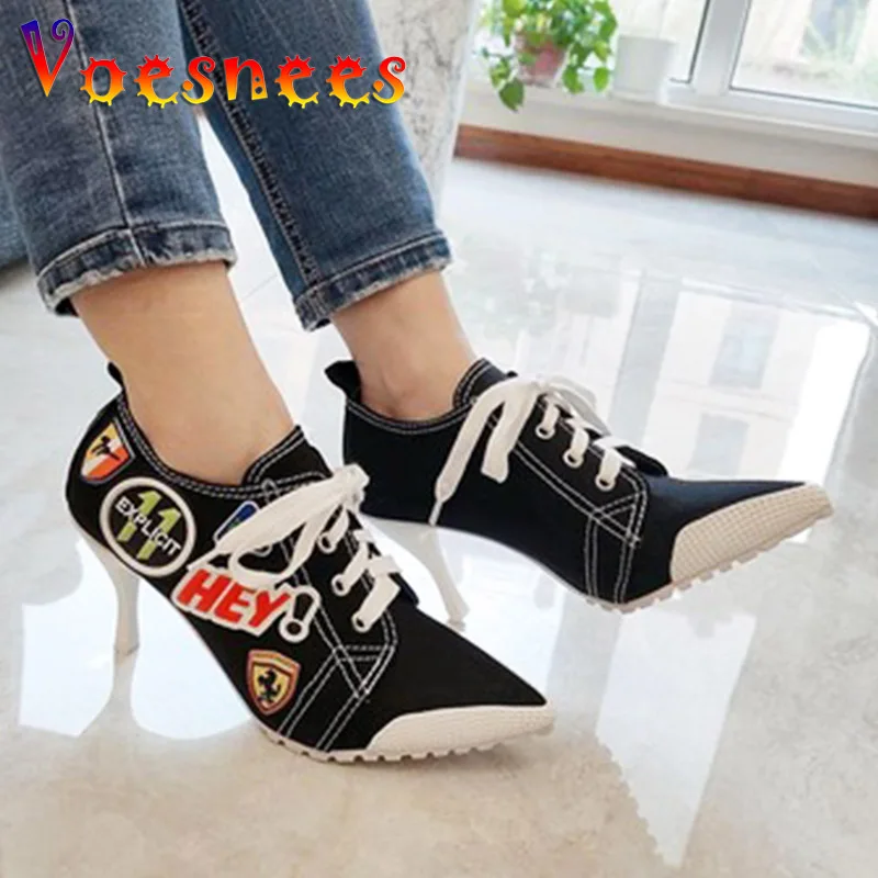 Canvas Shoes Women High Heels Casual Shoes High Heel Canvas 2023