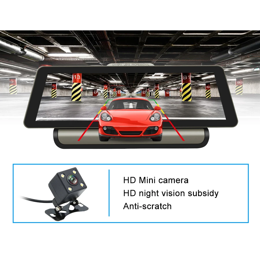  Dealcoo T8 Pro 10 inch Touch Screen Car DVR Video Recorder Camera ADAS Android Car Camera 1080P Ful
