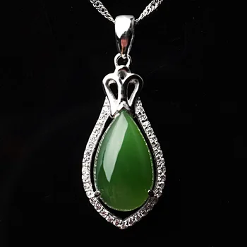 

2020 New Jasper Accented Water Drop Natural Certificate Of Hetian Pendant With Ornament Factory Direct Sale Fashion Female