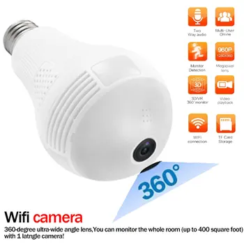 

960P HD Fisheye Wireless IP Camera 360 Panoramic Camera Security Camera Lamp Bulb CCTV Video Surveillance Night Vision