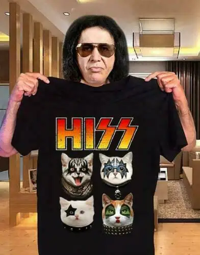 Лето 2019 KIISS Hiss Cat Music Lovers футболка черный хлопок мужской размер Pulp фантастика Трамп