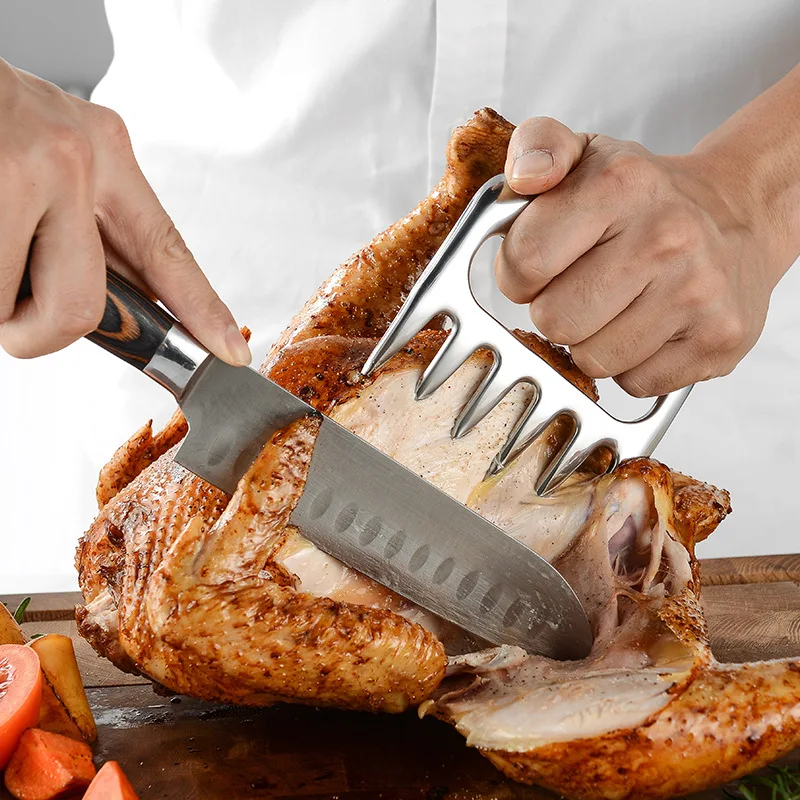 2pcs Stainless Steel BBQ Meat Forks Shredder Claws Shredding Food Barbecue Paws for Pulled Pork Beef Brisket ChickenTurkey