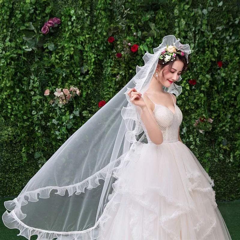 Новая Фата невесты Однослойная волнистая простая пряжа покрытие свадебная вуаль Путешествия Фото аксессуары