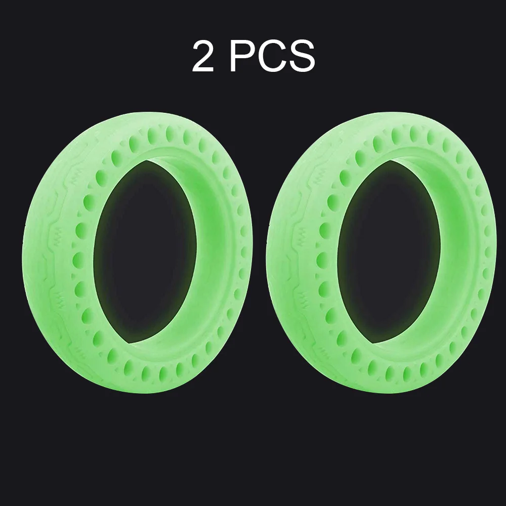 2 PCS Green Tires Электрический скутер светящиеся полые твердые шины для Xiaomi Mijia M365 флуоресцентный шок надувная шина скутер аксессуары - Color: 2 PCS Green Tires