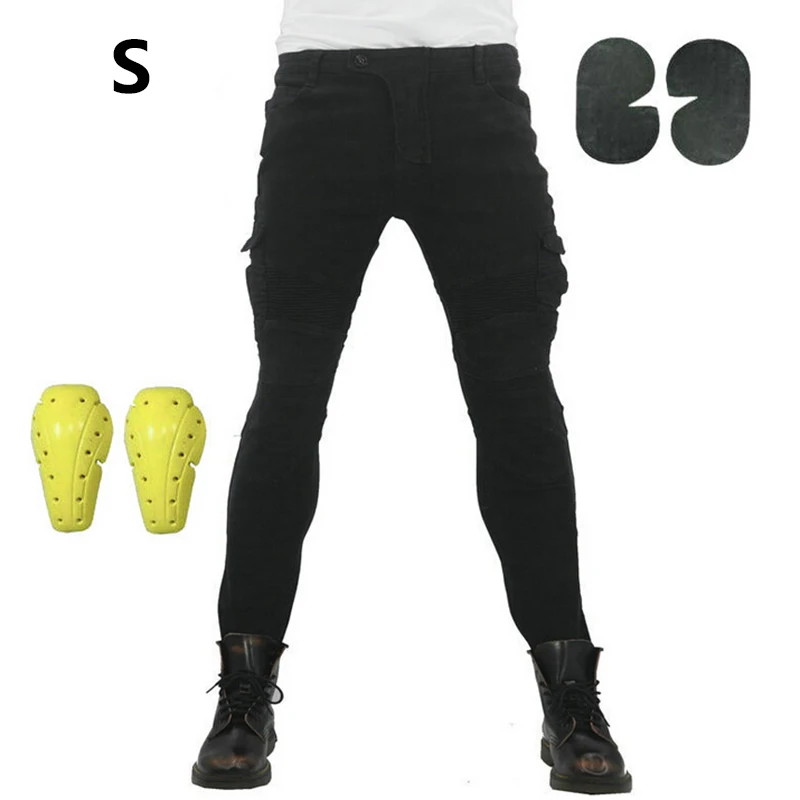 

1pc Men's Women's Jeans Denim Biker Black Motorcycle Trousers Combat Pants With Pads Brand New Stylish Jeans Accessories