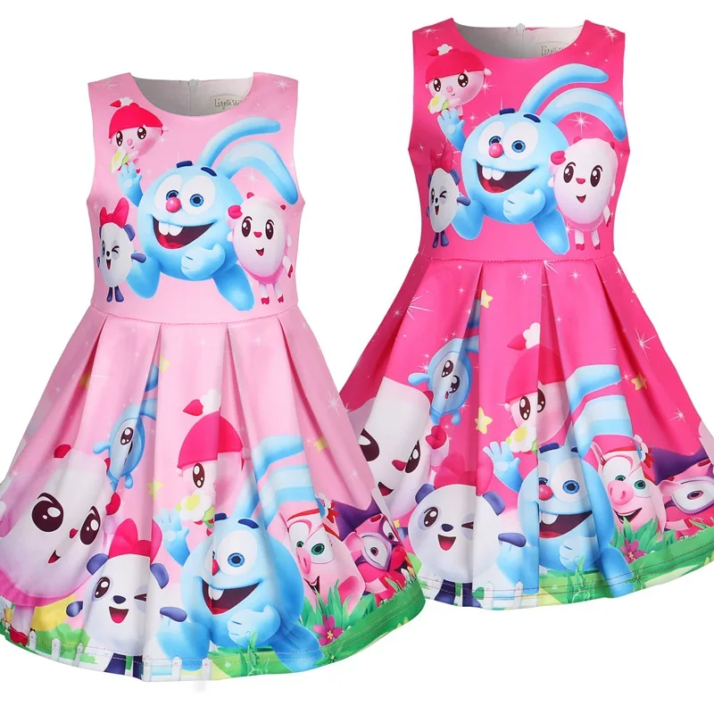 

Baby Riki Pink Red Summer Girls Dress Princess Girl Birthday Party Cartoon Cosplay Costume Kids Casual Daily Clothes Outfit