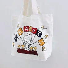 Мультяшная Холщовая Сумка-тоут Peanuts Rogue Dog Kawaii, модная сумка на плечо, лаконичная тканевая сумка на плечо, Женская Хлопковая сумка для покупок