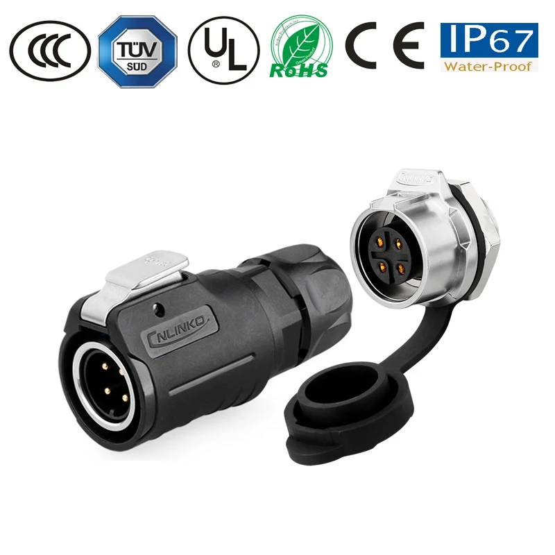 

Waterproof Connector Wire and Cable Plug Socket M16 4 Pin LED Lamp/Solar Energy/Security Equipment IP67 Connector Semimetallic