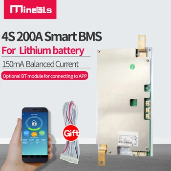 JBD 4S BMS inteligente de 200A, compatible con bluetooth, ion de litio, LiFePo4, 12v, protección de la batería de litio, placa, balance de 160mA 1