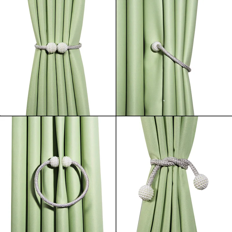 Magnetic Curtain Clip Holder Buckle Rope Tieback Pearl Ball Curtain Accessories Home Decor