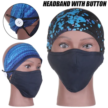 

1Pc Hot Absorbent Cycling Yoga Sport Headband Women Men Sweatband With Button Relax Ears Anti-Leash Sweat Bands For Hold Masks