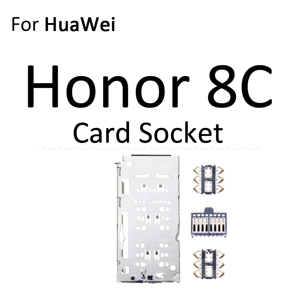 Слот для гнезда sim-карты лоток держатель для чтения разъем адаптер для MicroSD контейнер для HuaWei Honor 8C 8X 8A Pro запасные части - Цвет: For Honor 8C Socket