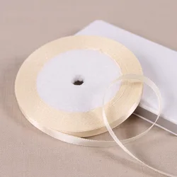 Beige Polyester Satin Ribbon for Wedding Decorations & DIY Gift Wrapping, 25 Yards (6mm beige)