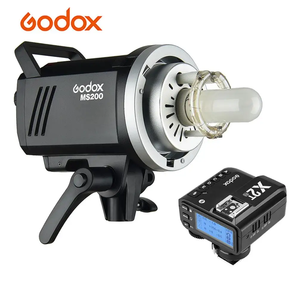 Студийная стробосветильник вспышка Godox MS200 GN53 5600K с 150 вт лампой Bowens Mount + X2T N i TTL Flash