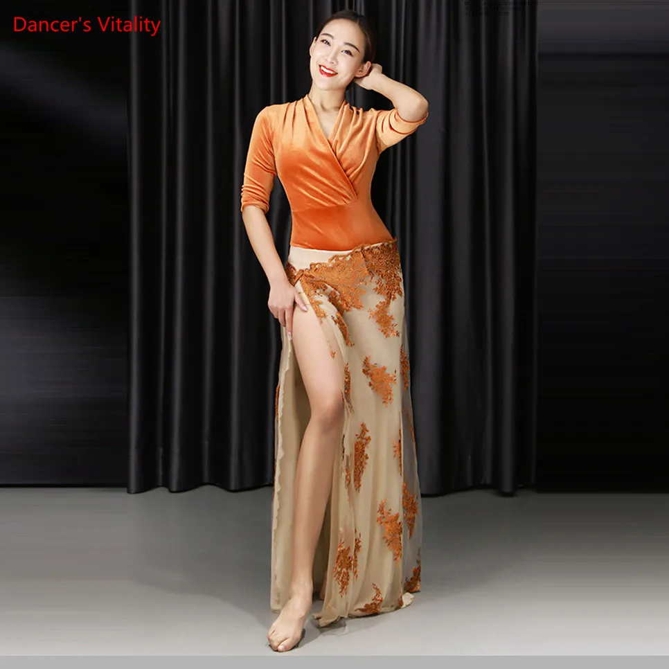 

Belly Dance Practice Clothes New Autumn Top Skirt Set Adult Oriental Indian Dancing Beginner Dancer Group Performance Stage Wear