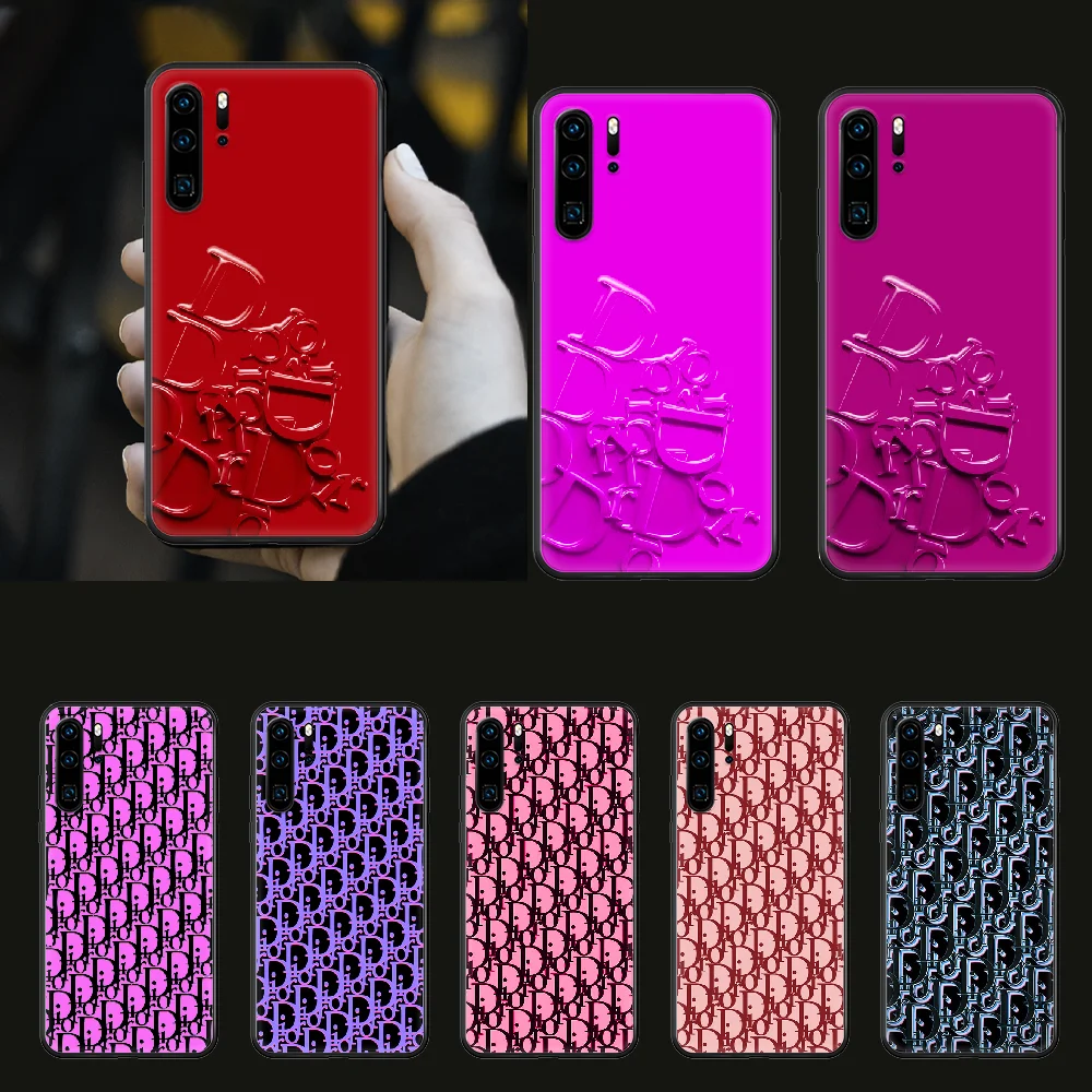 

French fashion brand Phone Case cover For huawei p 8 9 10 20 30 40 P pro Smart 2019 Z lite mini black bumper fashion shell