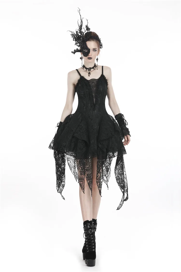 

Darkinlove Women's Goth Lolita Multilayered Lace Irrgular Slip Dress DW249