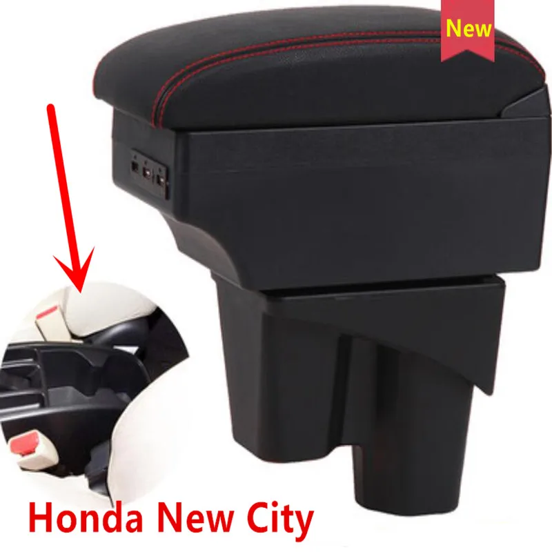 Для Honda New City box зарядка через usb повысить двойной слой центральный магазин содержание Подстаканник Пепельница аксессуары