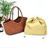 Hand Knitted Designer Genuine Leather Elegant ​Handle Female Totes Vintage Women's Handbag Cowskin Lady Large Shoulder Bag 2