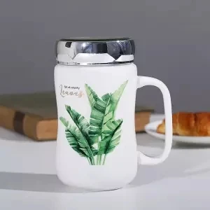 Керамическая чашка с крышкой кружка чашка Простая Офисная мультяшная зеркальная чашка креативные домашние милые чашки и кружки на заказ чайная кружка кофейная кружка керамическая - Цвет: 450ML