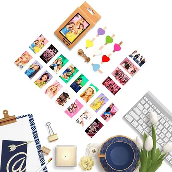 

20Pcs/Set BLACKPINK LOMO Cards With Wood Clips And Hemp Rope Paper Photo Card KPOP Fans Collection