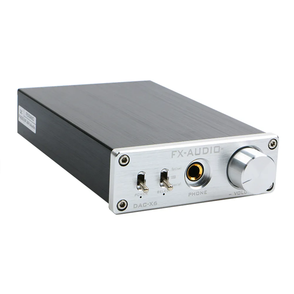 FX-Audio DAC-X6 Mini HiFi 2.0 Digital Audio Decoder DAC Input USB/Coaxial/Optical Output RCA/Headphone Amp 24Bit/96KHz DC12V Black Renewed